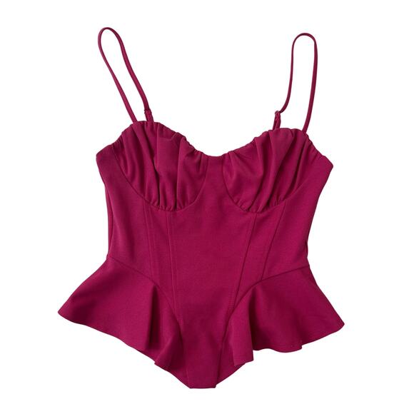 Forever 21 Hot Pink Sexy Corset Top with Peplum Detail Size Small - Picture 1 of 3